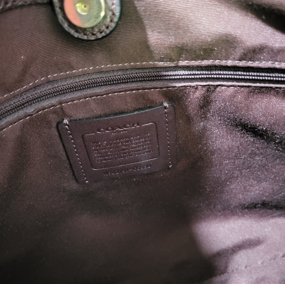 COACH Kristy Shoulder Bag Leather/ Snake-Embossed Brown Crimson Tote #C6830 - Picture 4 of 16